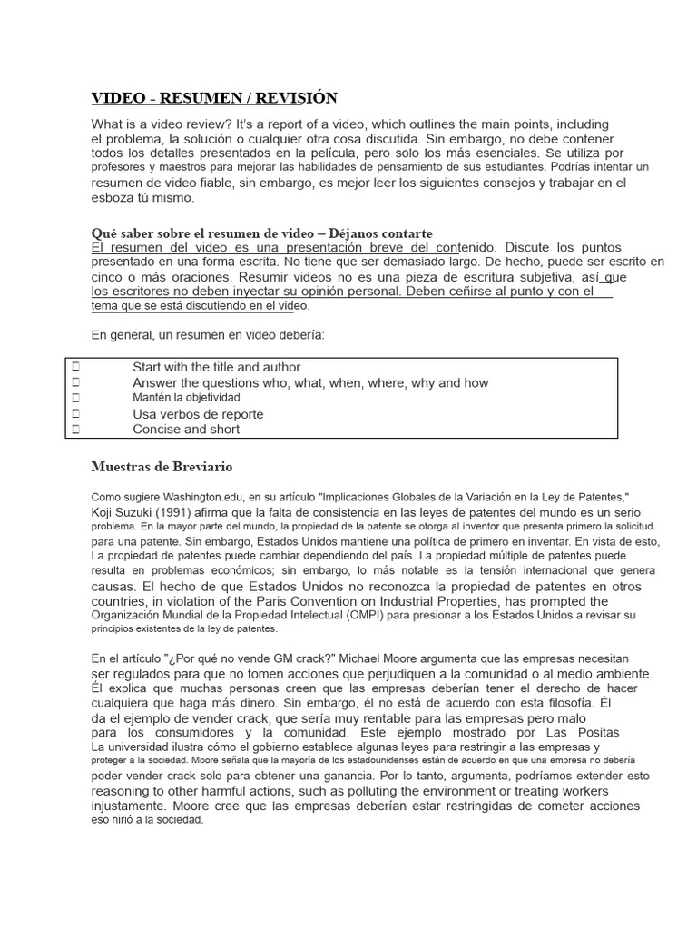 Cómo Hacer Un Resumen de VIDEO | PDF | Patentar | Propiedad