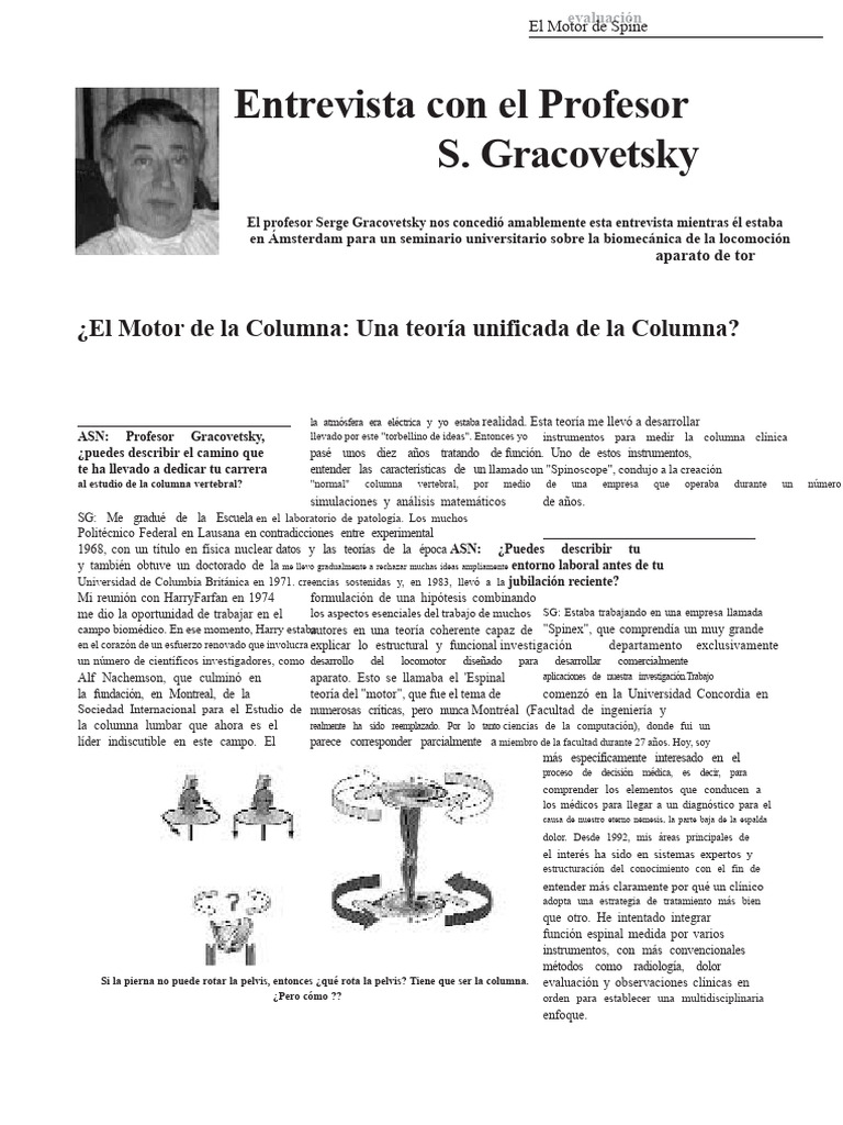 Entrevista sobre la Teoría del Motor Espinal | PDF | Pelvis | Sistema ...