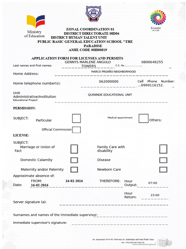 Application Form for Licenses and Permits | PDF