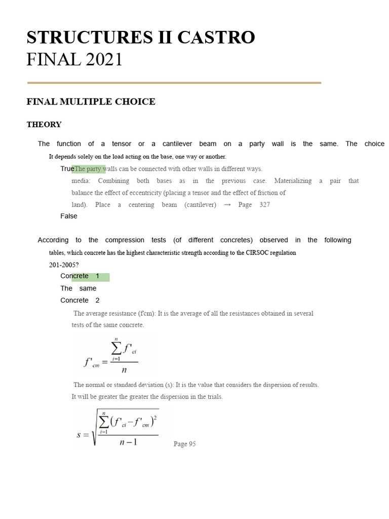 Structures II: Final Exam MCQs 2021 | PDF | Fracture | Deformation ...