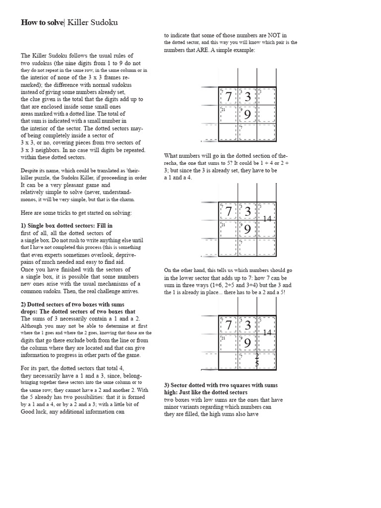 How To Solve Killer Sudoku | PDF