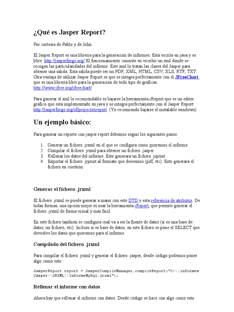 Qué Es Jasper Report | PDF | Tabla (base de datos) | Archivo de computadora