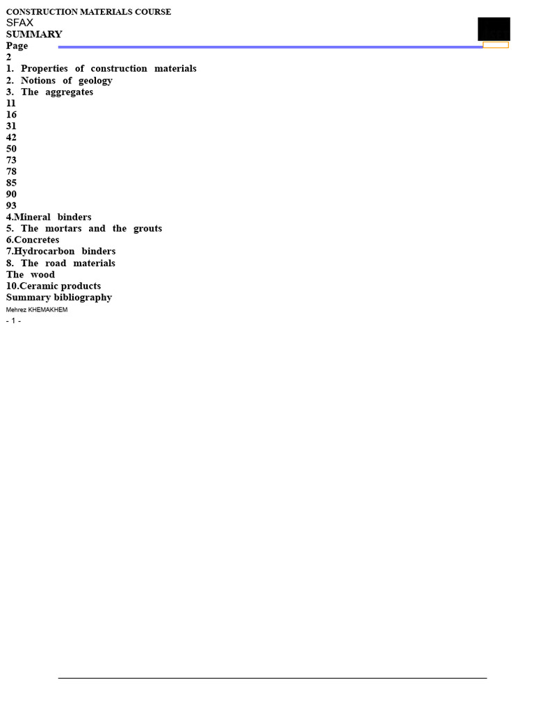 Construction Materials Course | PDF | Rock (Geology) | Sedimentary Rock