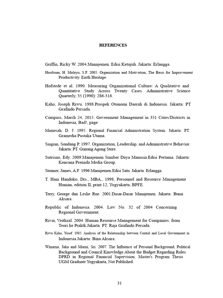 REFERENCES - Management and Organization Paper Assignment Part 6 | PDF