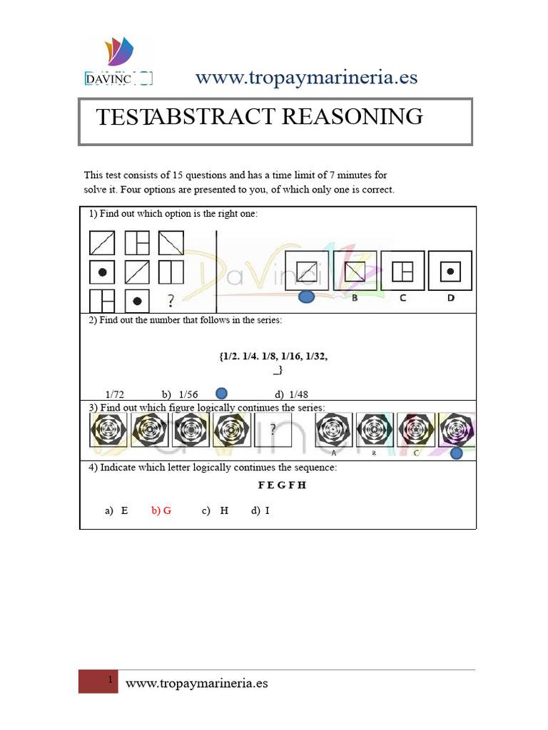 Abstract Reasoning Test Questions | PDF