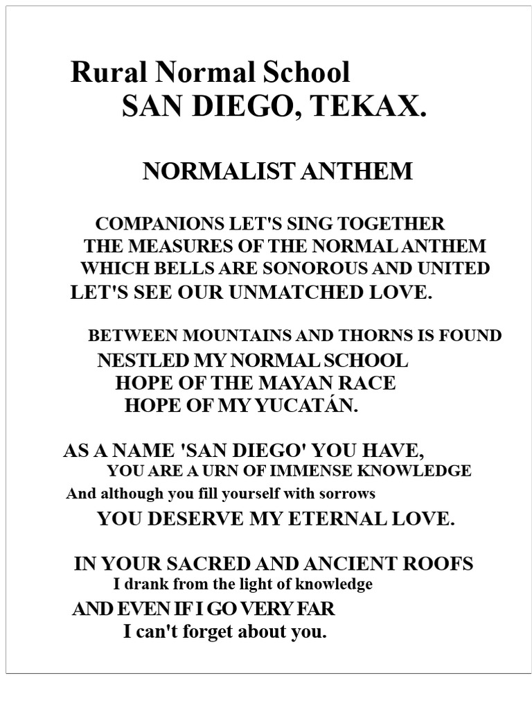 San Diego Normal School Anthem | PDF