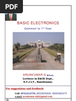 1st Year Basic Electronics Notes by Arunkumar.G, Lecturer in E - C Dept, S.T.J.I.T, Ranebennur