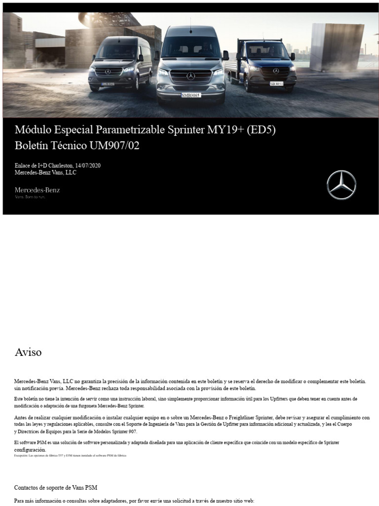 Módulo Parametrizable Sprinter MY19+ | PDF | Software | Mercedes Benz ...