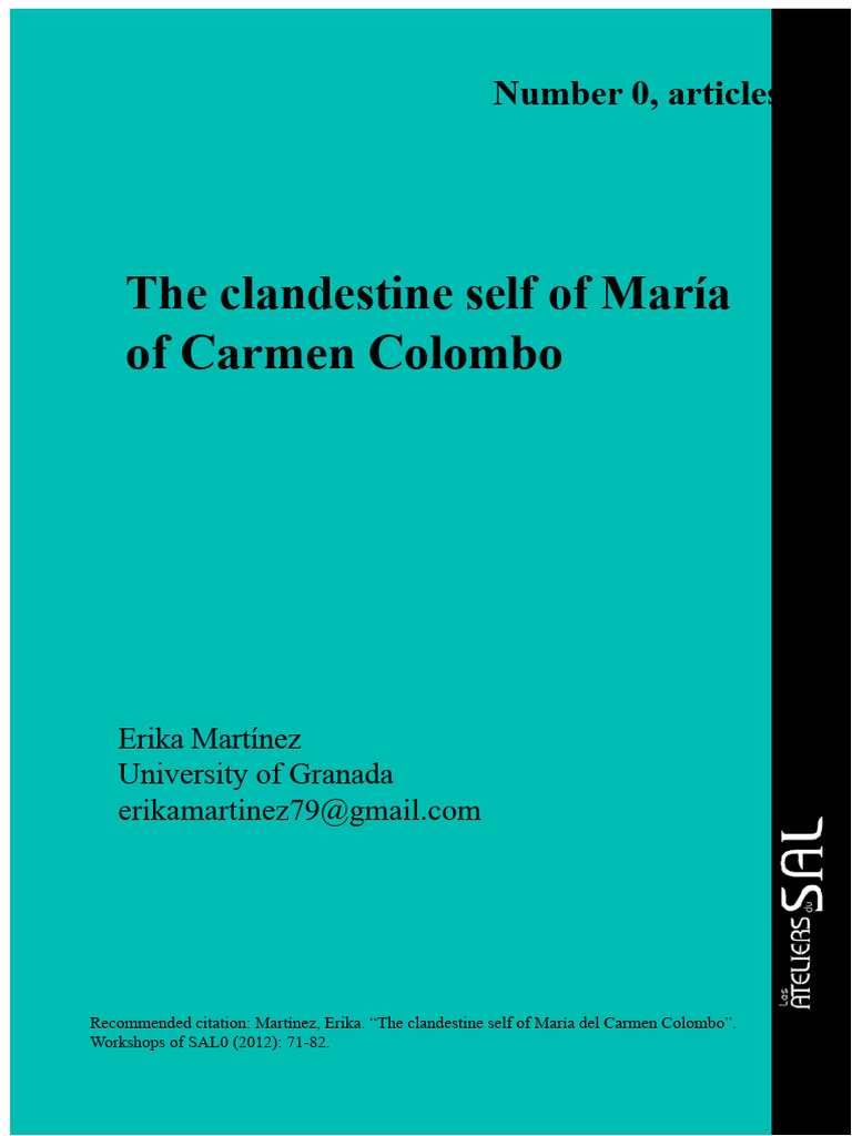 The Clandestine Self of María Colombo | PDF