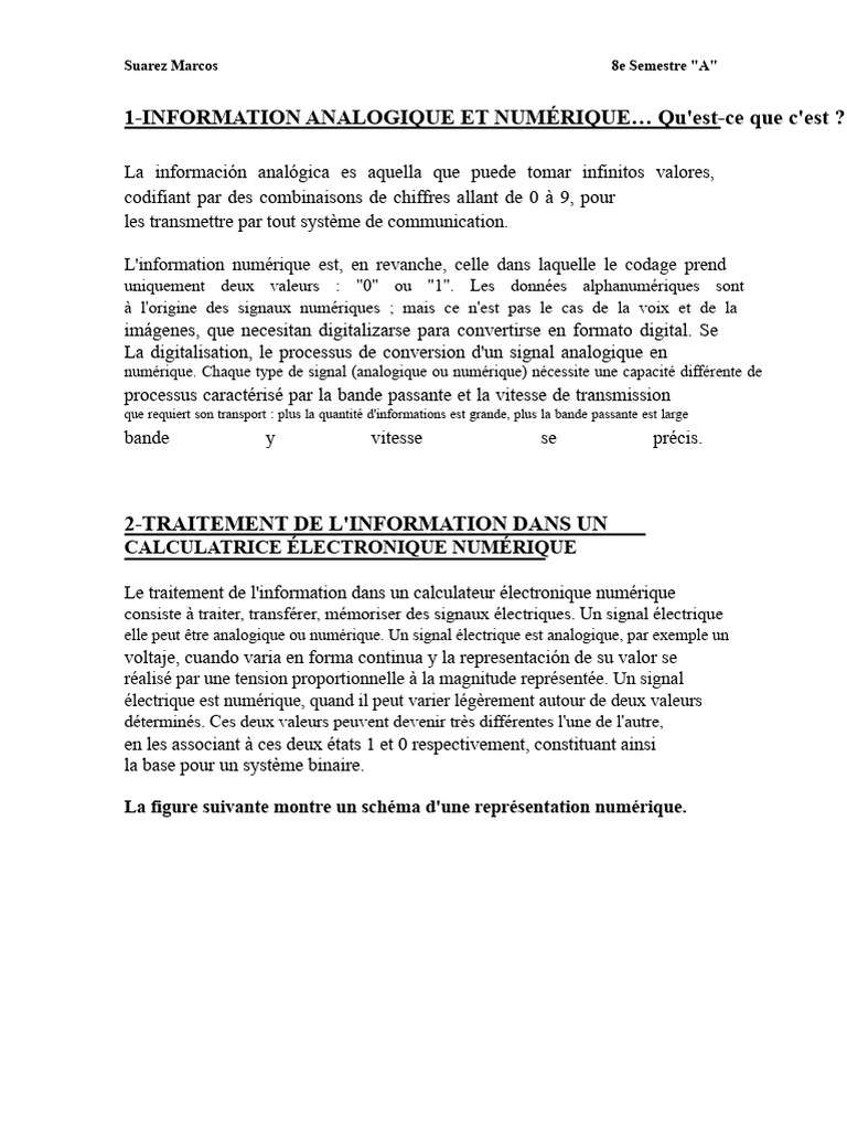 Différences entre information analogique et numérique | PDF | Données ...