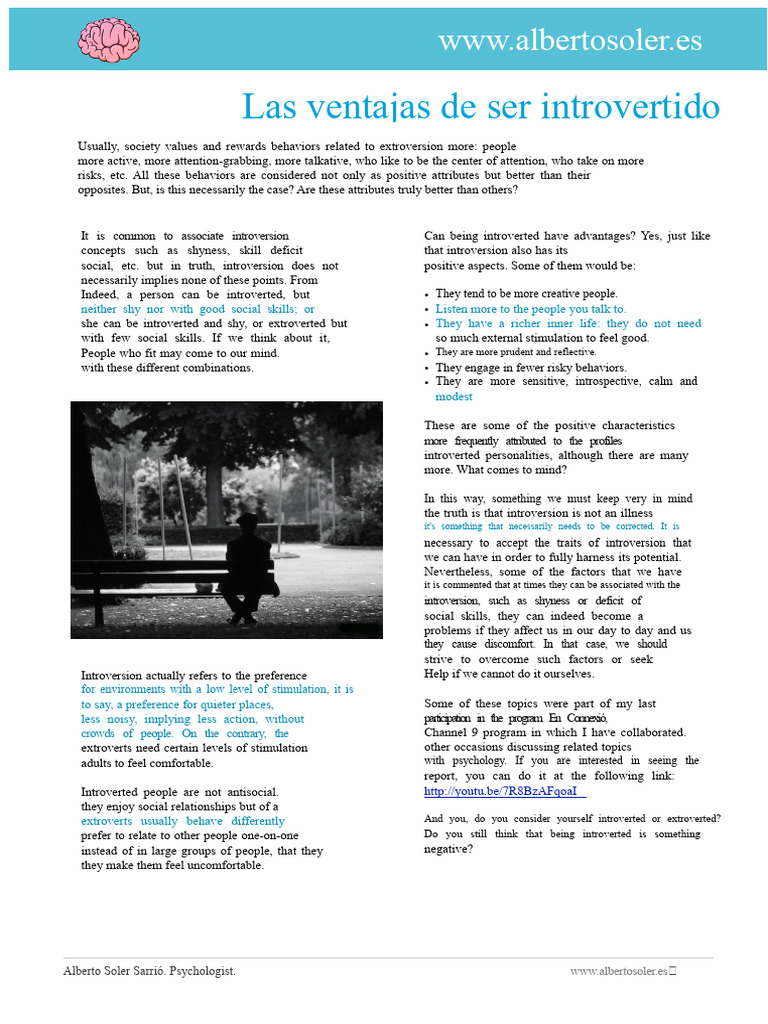Advantages of Being Introverted | PDF | Extraversion And Introversion ...