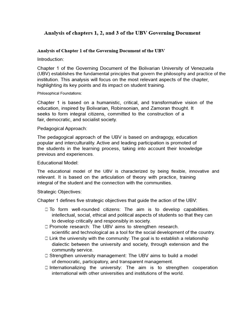 UBV Governing Document: Chapter 1-3 Analysis | PDF | Epistemology ...