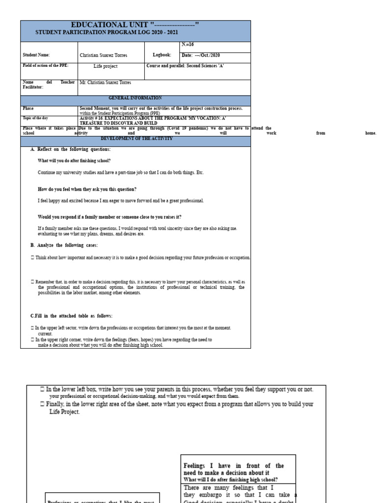 Student Participation Program Log 2020-2021 | PDF | Psychological ...