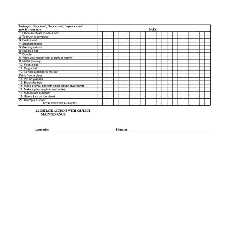 Imitating Actions With Maintenance Objects | PDF