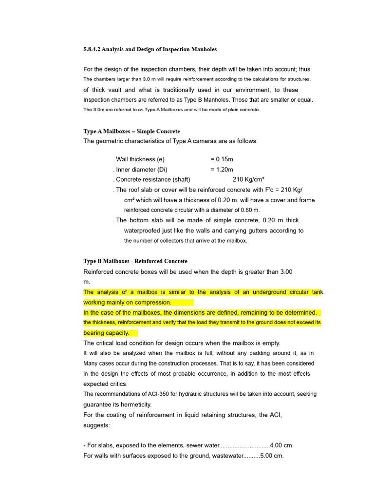 Inspection Manhole Design Analysis | PDF | Civil Engineering | Applied ...