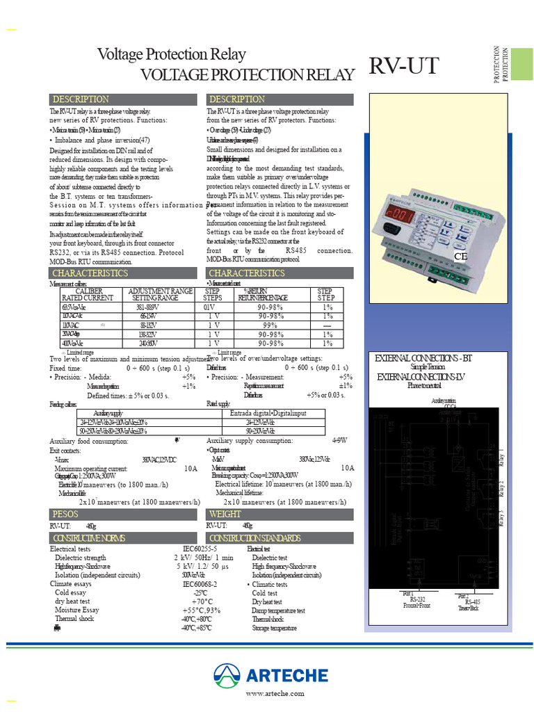 Three-Phase Voltage Protection Relay | PDF | Relay | Power Supply