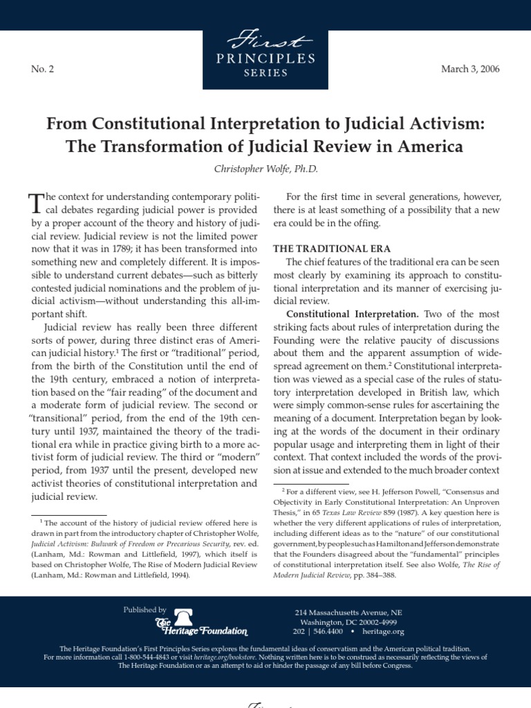 From Constitutional Interpretation To Judicial Activism The
