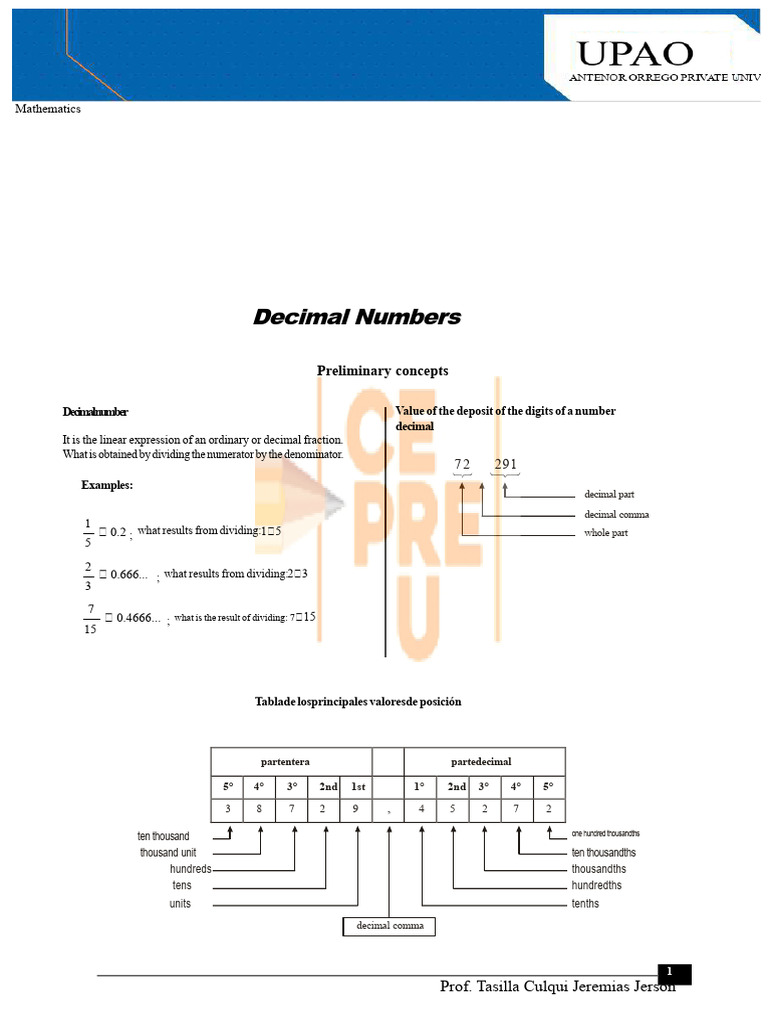 Understanding Decimal Numbers in Mathematics | PDF | Numbers | Decimal