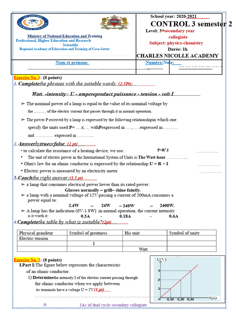 Assignment 3 Model 2 Physics Chemistry 3rd Year Semester 2 | PDF ...