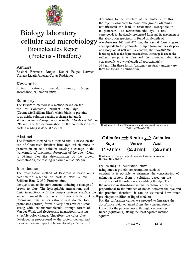 Bradford Method for Protein Quantification | PDF | Chemistry ...
