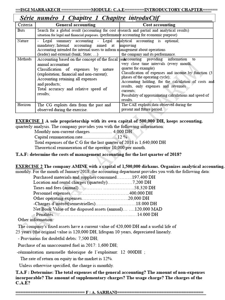 Cost Accounting Overview and Exercises | PDF | Depreciation | Cost Of ...