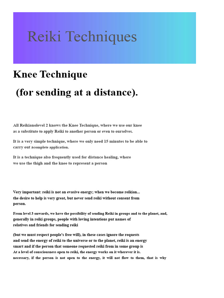 Reiki Distance Healing Techniques Guide | PDF | Reiki | Sleep