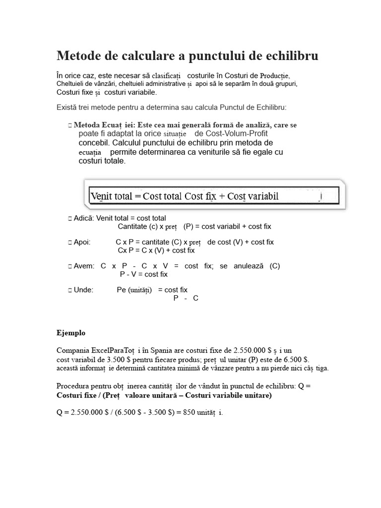 Metode de Calculare A Punctului de Echilibru | PDF