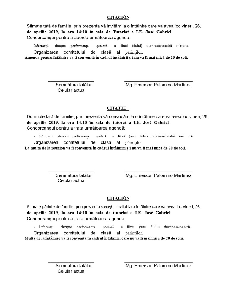 Model de Citare A Părinților | PDF