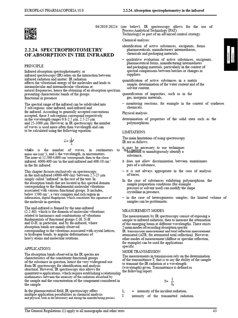 20224F_IR | PDF | Infrared Spectroscopy | Absorption Spectroscopy