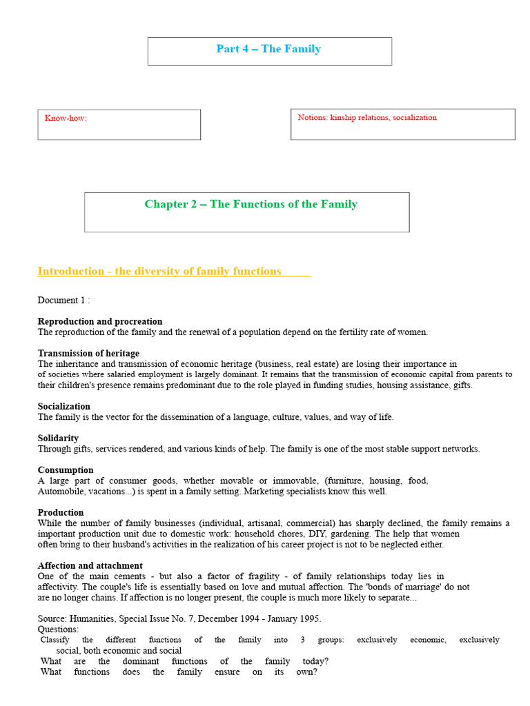 Functions of the Family in Society | PDF | Family | Socialization