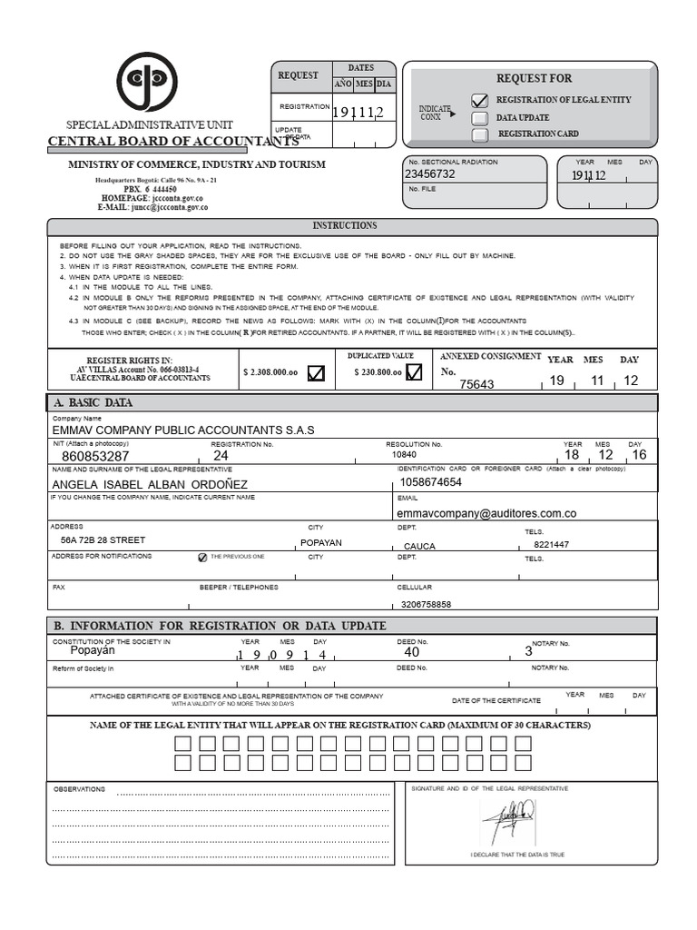 Legal Entity Registration Request Form | PDF | Identity Document ...