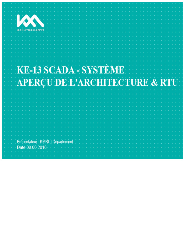 Architecture et fonctionnement du SCADA KE-13 | PDF | Scada ...