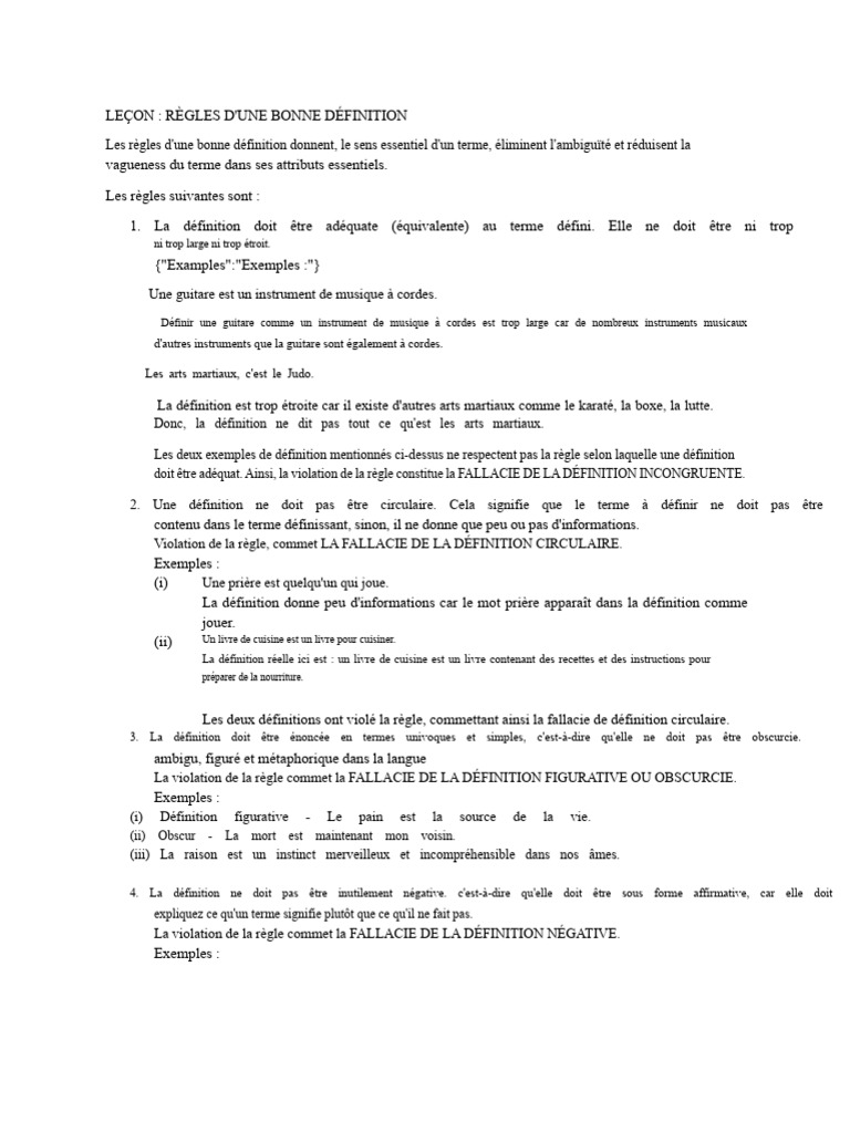 Règles pour une Définition Efficace | PDF