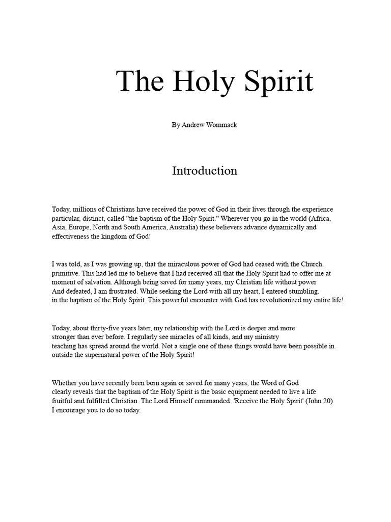 The Holy Spirit 1 | PDF | Jesus | Baptism With The Holy Spirit