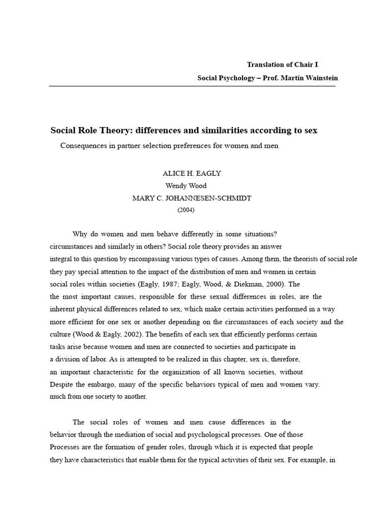 Social Role Theory: Gender Differences Explained | PDF | Gender Role ...