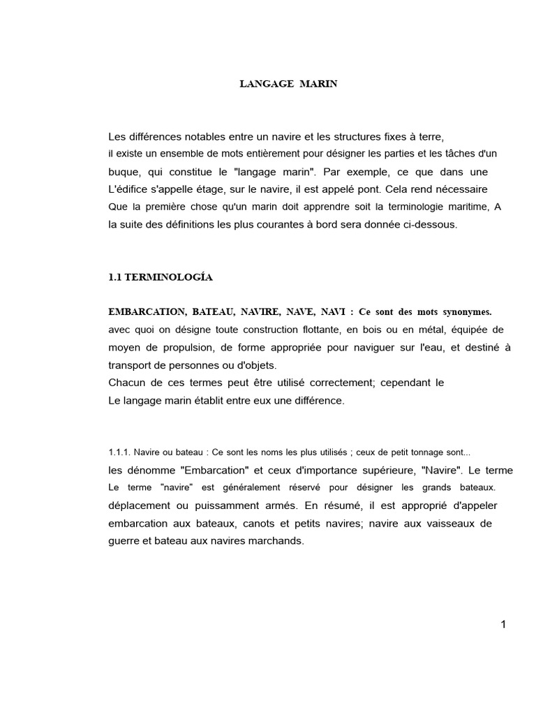 Terminologie essentielle du langage marin | PDF | Propulsion marine ...