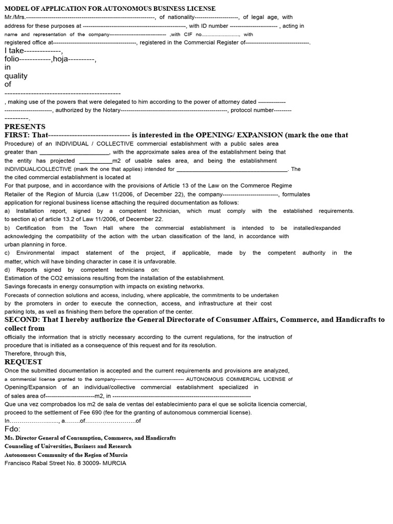 69511-Model Application for Licenses (1) | PDF