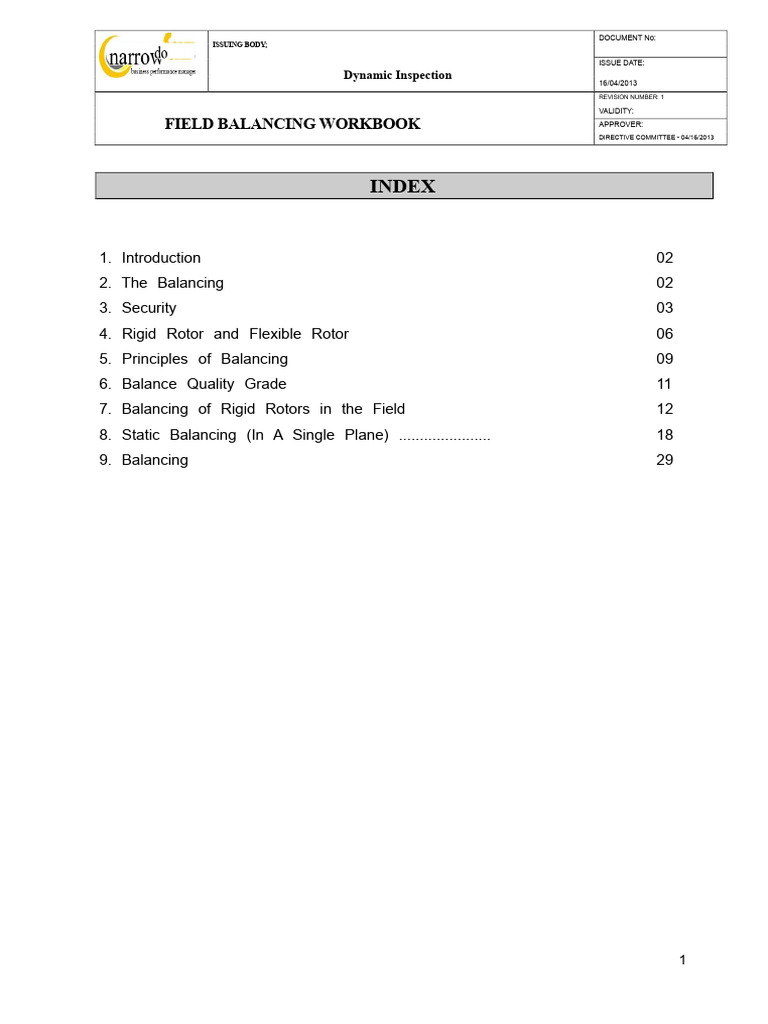 Field Balancing Workbook Guide | PDF | Rotation | Force