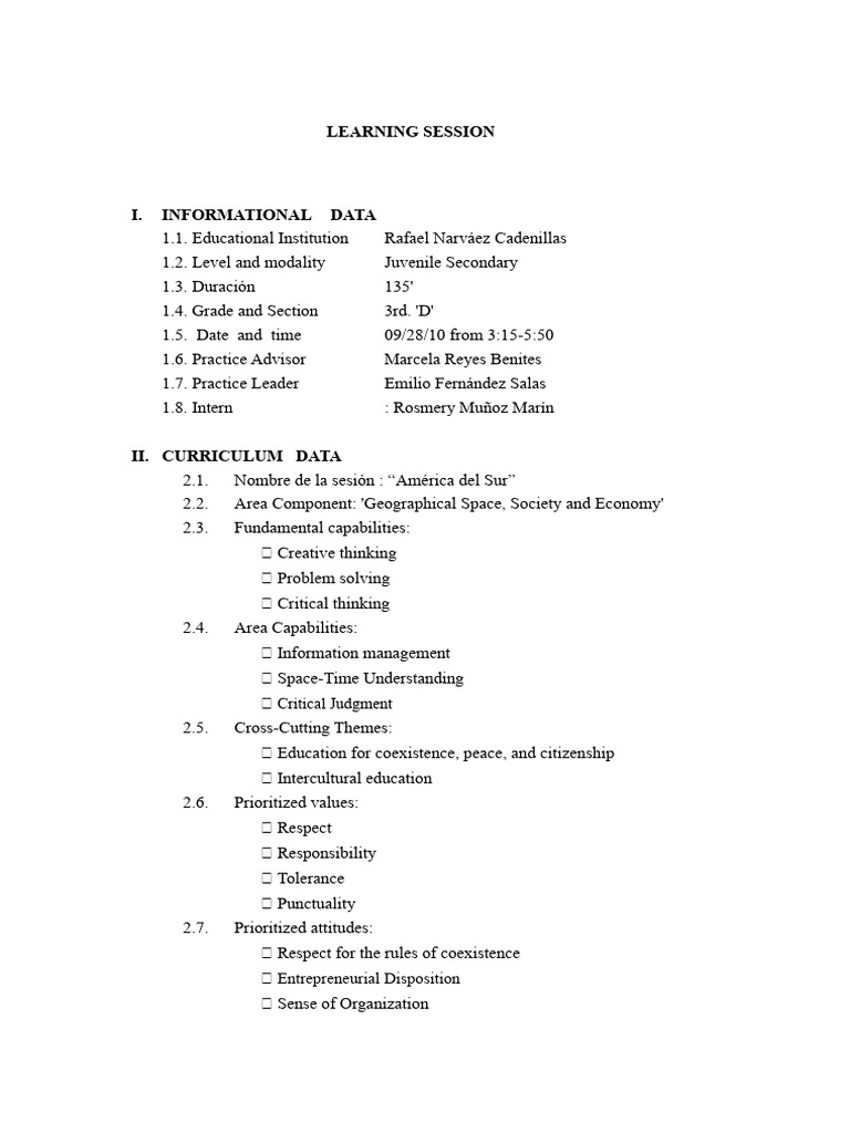 South America Educational Session Plan | PDF | Andes | South America
