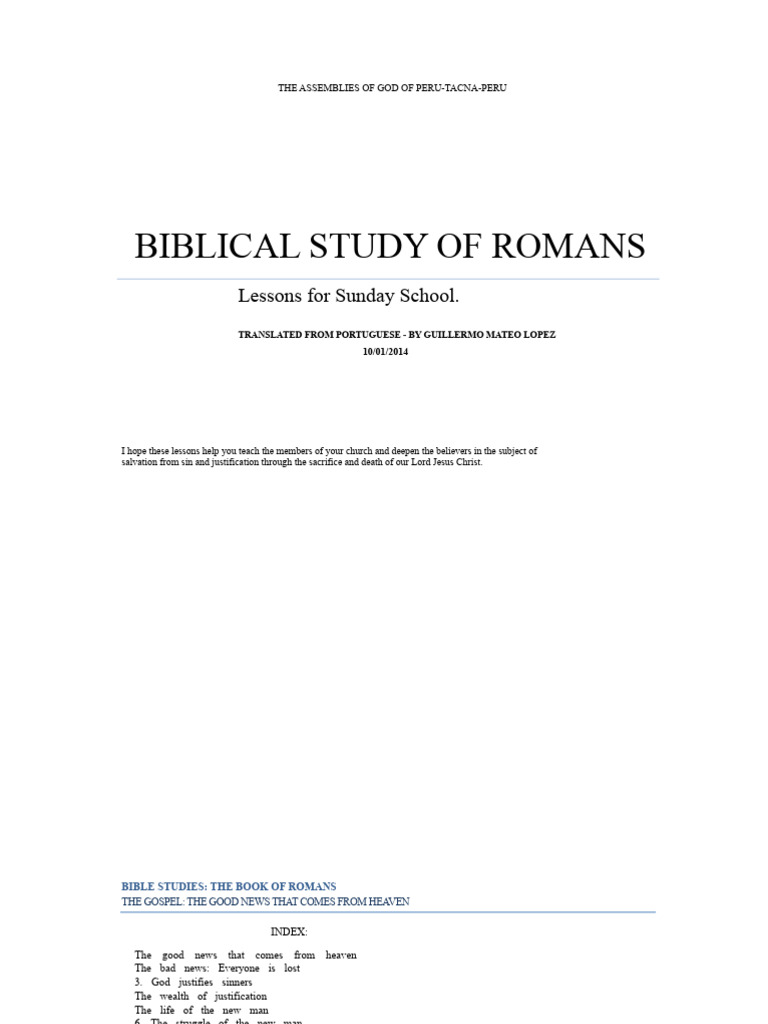 Romans Bible Study for Sunday School | PDF | Justification (Theology ...