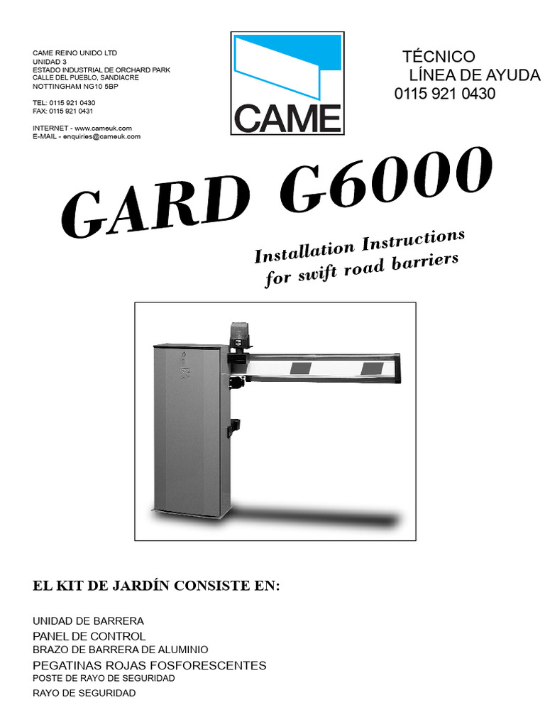 Instalación de Barrera Automática G6000 | PDF | Tornillo