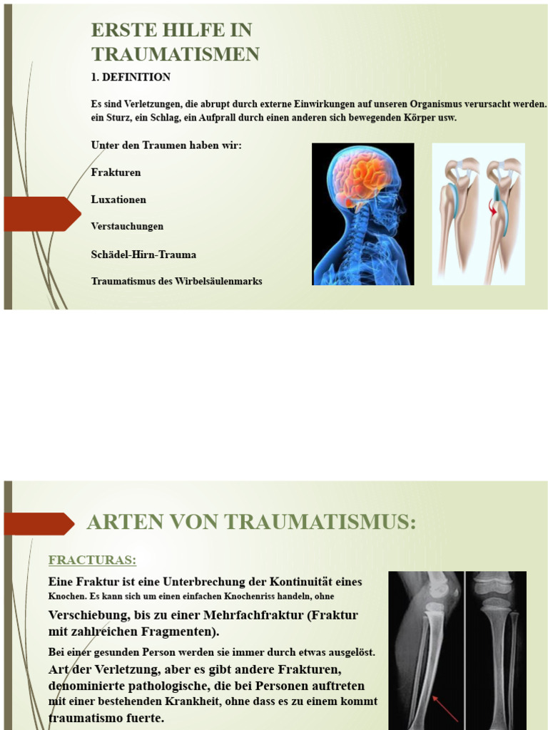 Erste Hilfe Bei Traumatischen Verletzungen | PDF