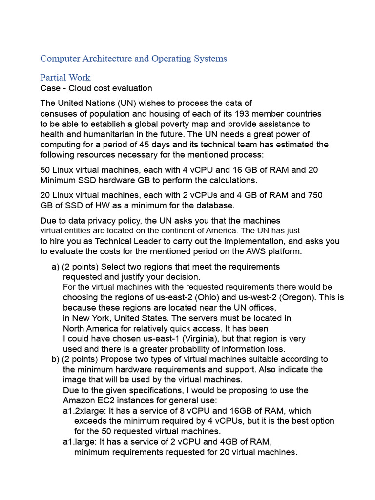 Computer Architecture and Operating Systems Partial Work | PDF | Amazon ...