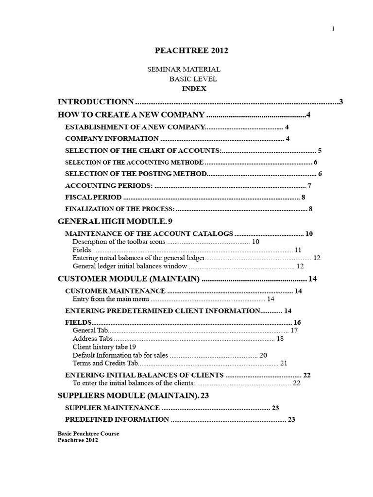Peachtree 2012 Basic Setup Guide | PDF | Inventory | Accounting