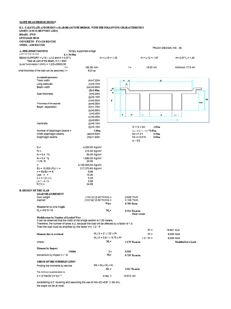 Design Slab Bridge, L 20M | PDF | Bridge | Beam (Structure)