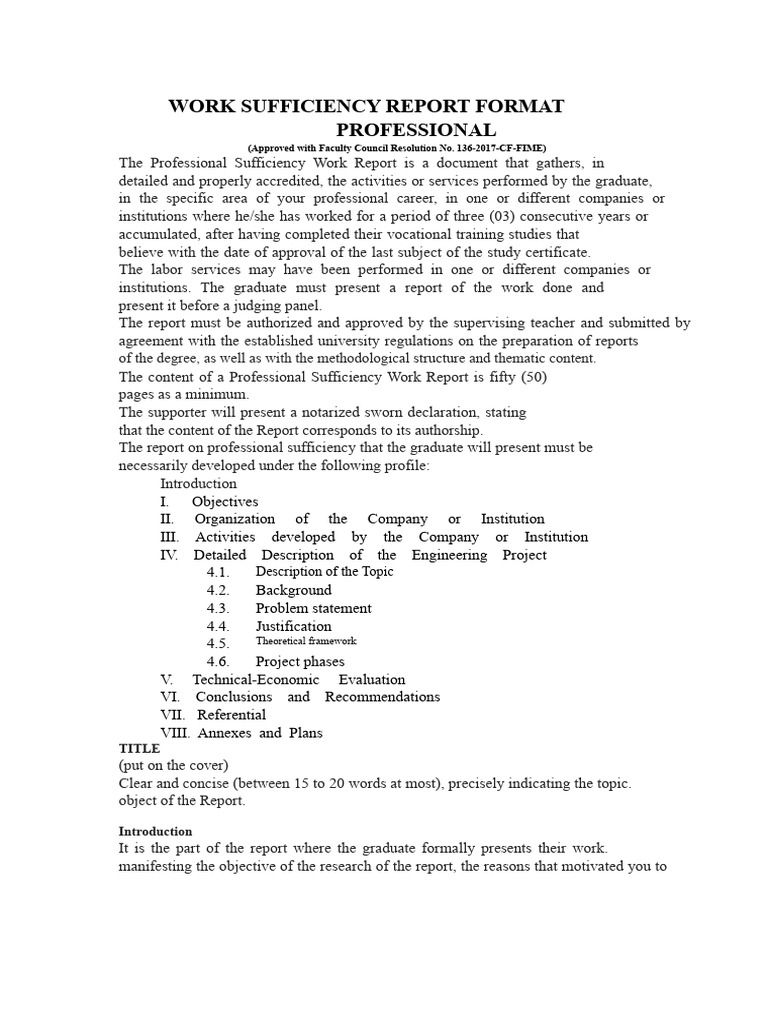 Professional Sufficiency Work Report Guide | PDF | Theory | Methodology