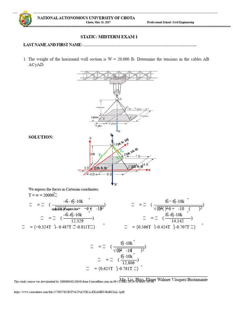 Civil Engineering Midterm Exam Solutions | PDF | Geometry | Classical ...