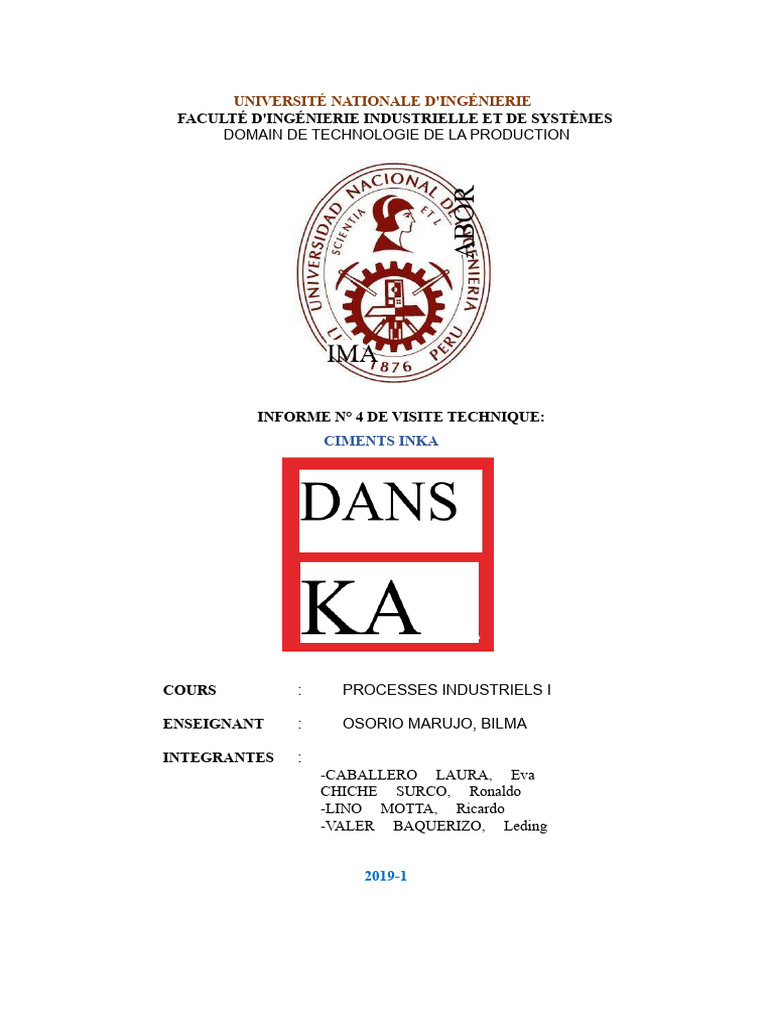 Rapport sur la production de ciments Inka | PDF | Ciment | Béton