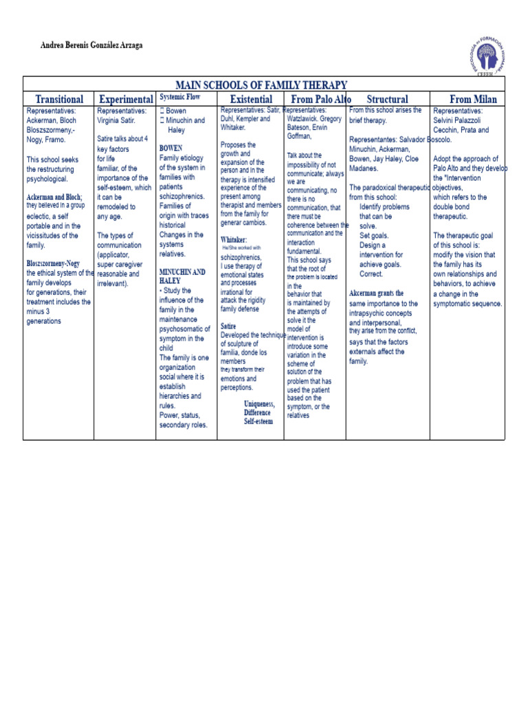 Overview of Family Therapy Schools | PDF | Family Therapy | Therapy