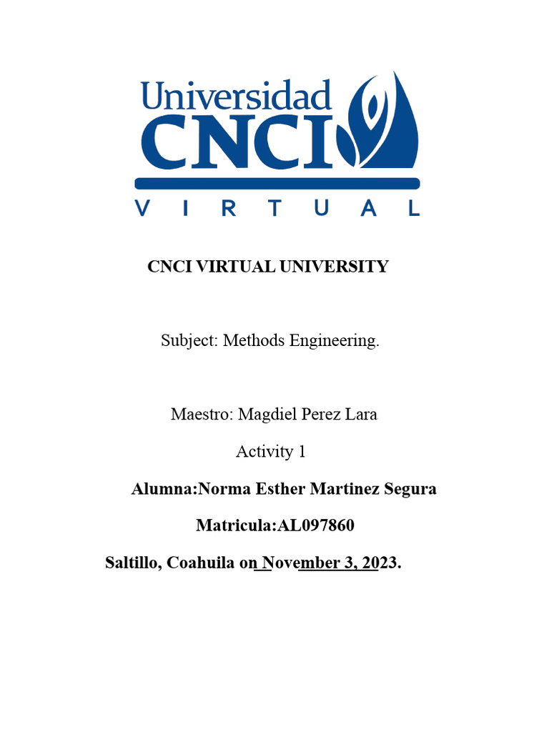 ACTIVITY 1 METHODS ENGINEERING | PDF | Engineering | Business